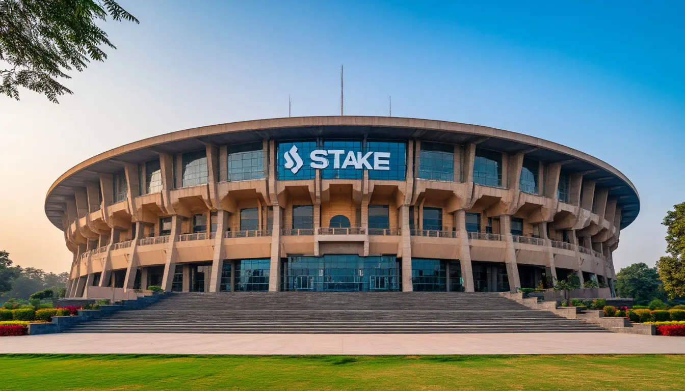 Architectural exterior with Stake logo on signage