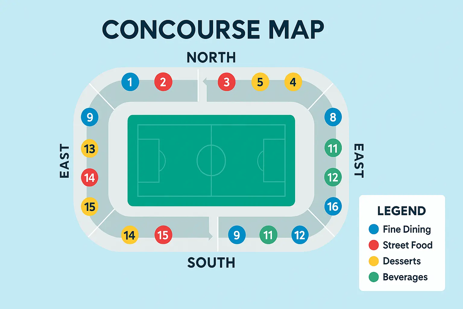 Concourse map with vendor locations