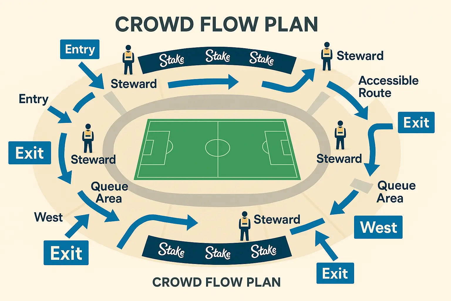 Crowd flow plan diagram