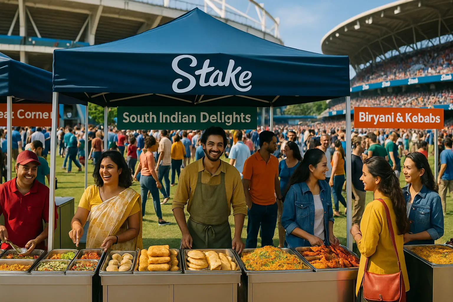 Food stalls with Stake logo on signage