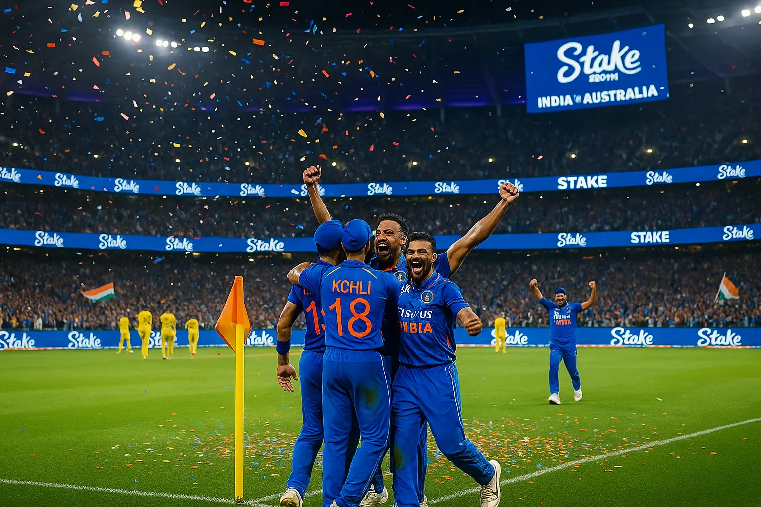 International match with Stake logo