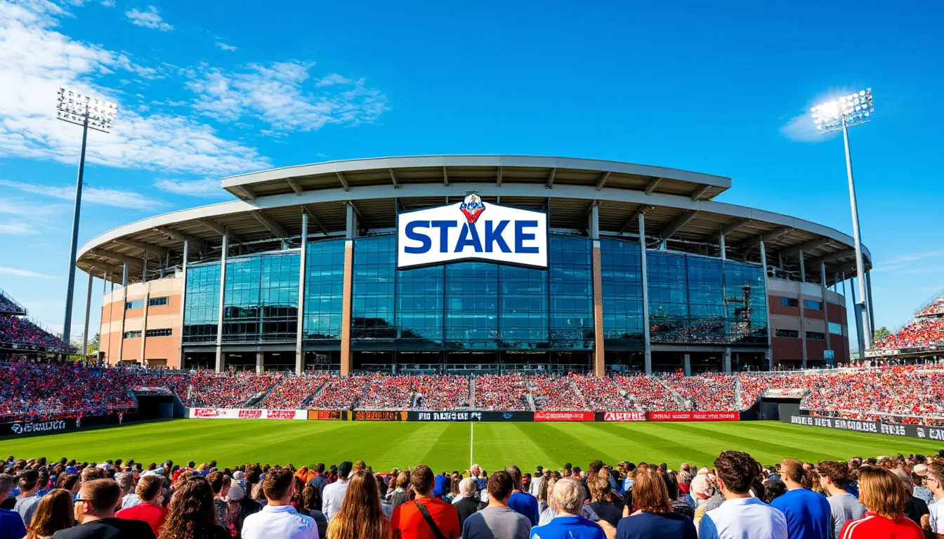 Newsroom-style header with Stake logo