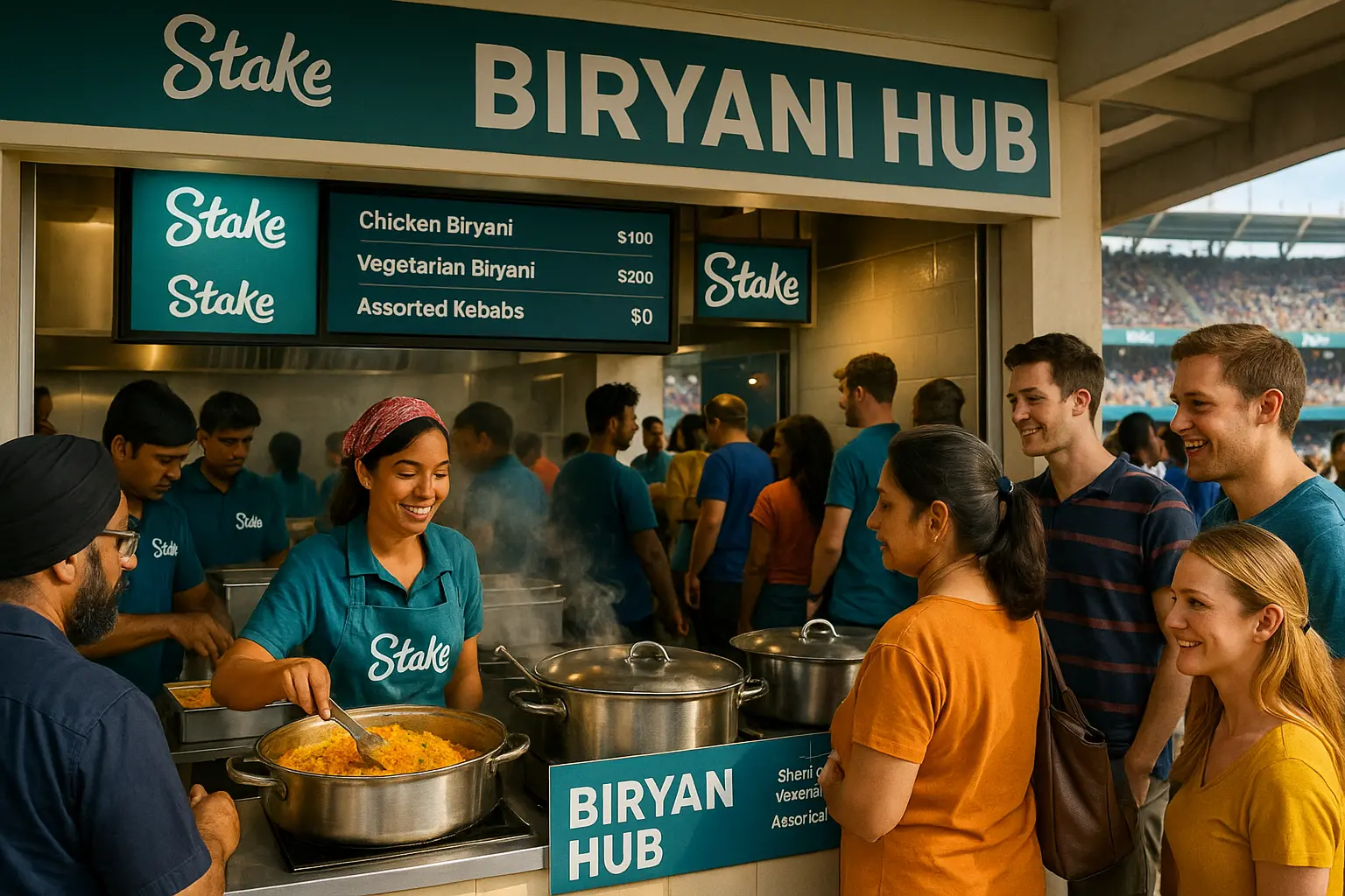 Vendor stall with biryani